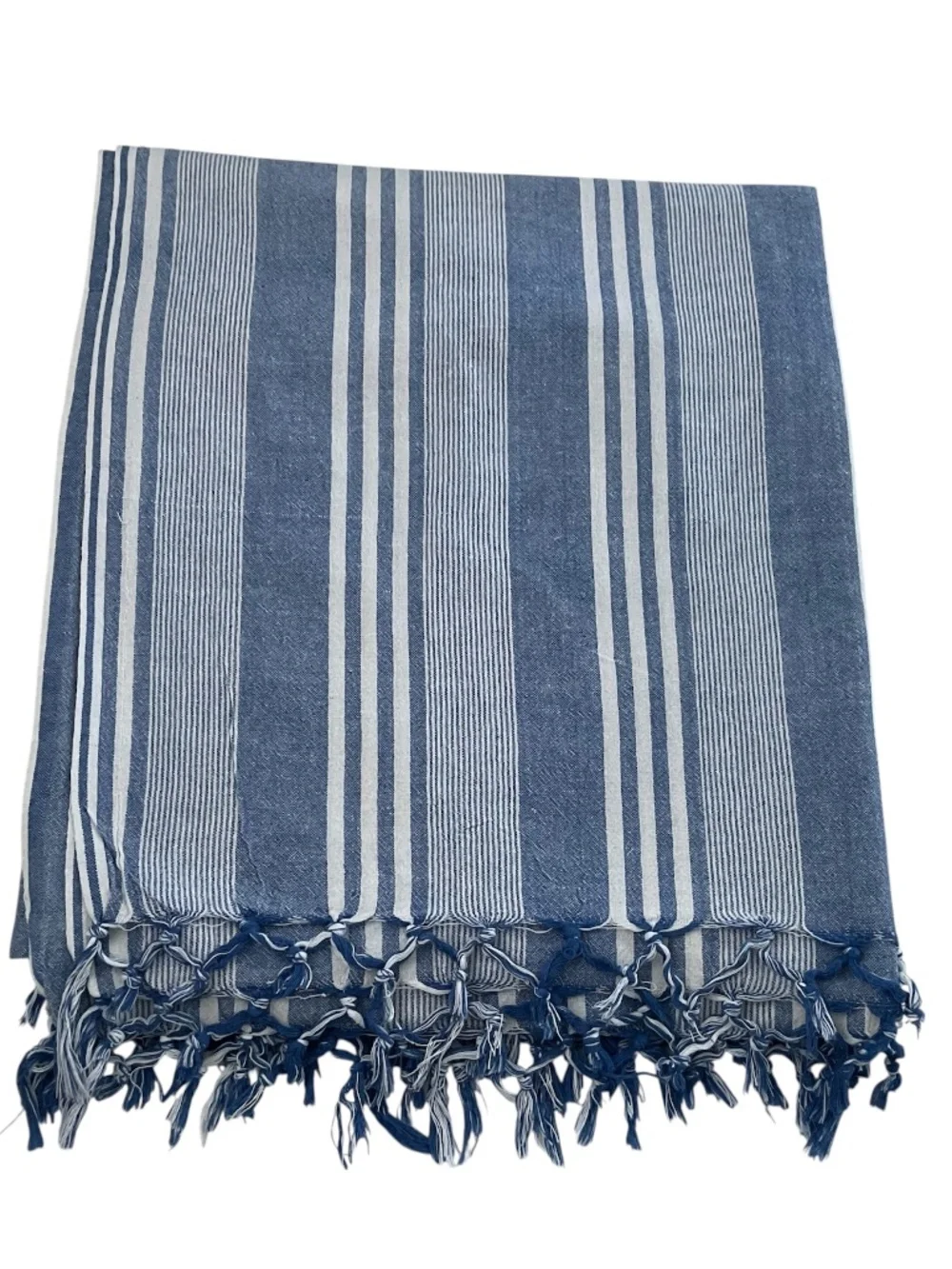 Farmhouse Rectangular Table Cloth 90”x80”Striped Blue White Cottagecore Picnic